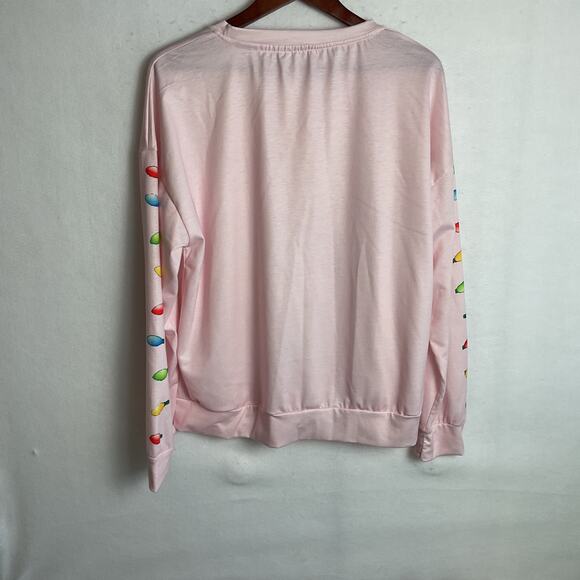 Womens Long Sleeve Crewneck Christmas Sweater Pink Flamingo Happy Hour 2XL - Picture 6 of 10